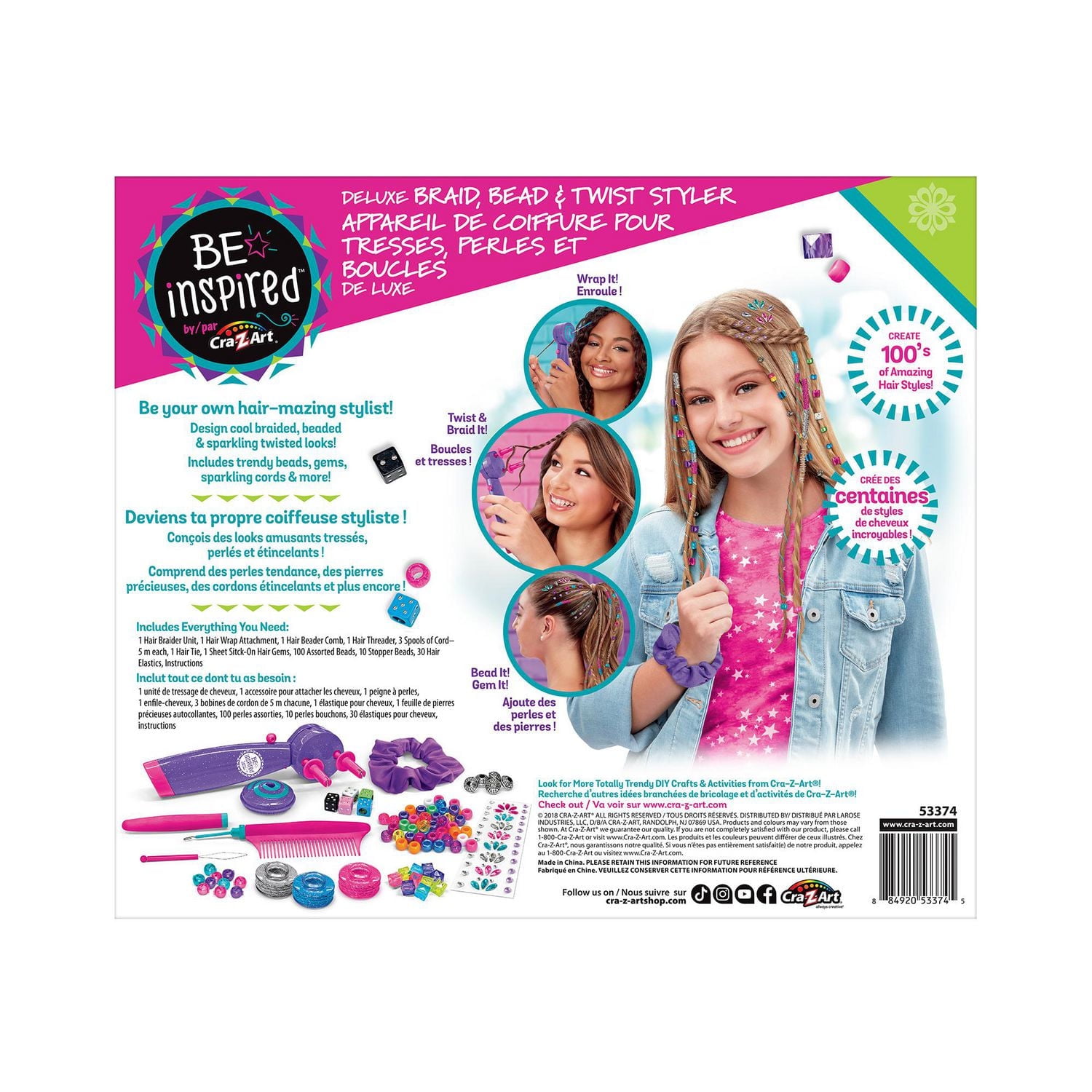 Cra-Z-Art Be Inspired 3-in-1 Deluxe Braid, Bead & Twist Hair Designer Salon, Hair Crafts, 8+. Great Gift for any occasion.