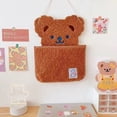 thumbnail image 4 of Hanging Organizer with Large Pocket Fluffy Bear Storage Bag with Love Heart Hook Kawaii Organization for Girls Room (Brown Bear), 4 of 5