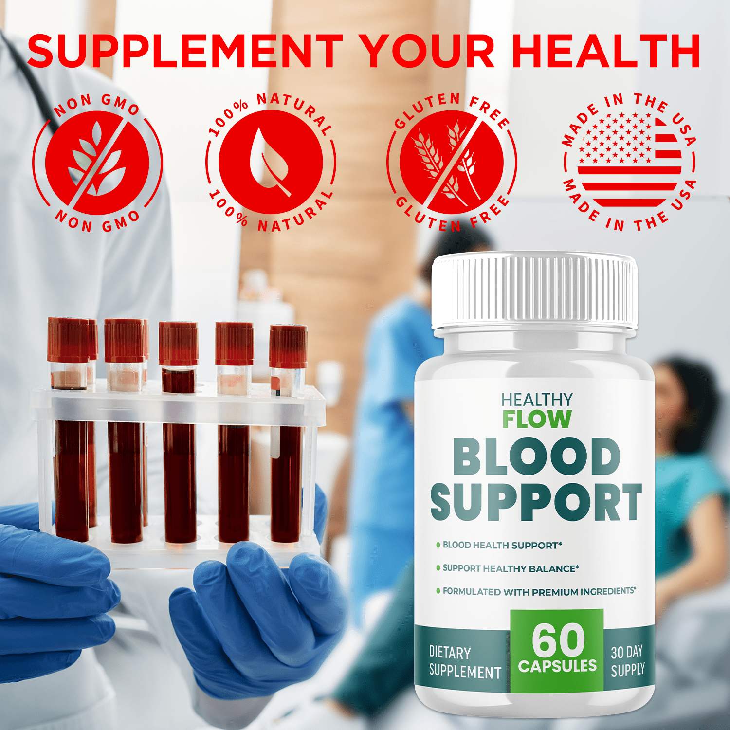 Healthy Flow Blood Support Pills Advanced Formula Vitamin Supplement HealthyFlow 180 Capsules