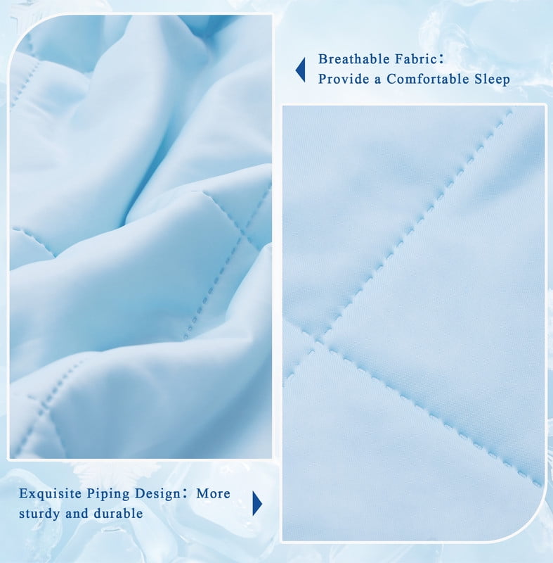 Cooling Comforter Twin Size, Double-Sided Cooling Tech Fabric Blanket for Hot Sleepers and Night Sweats, All-Season Breathable Lightweight Comforter, Light Blue