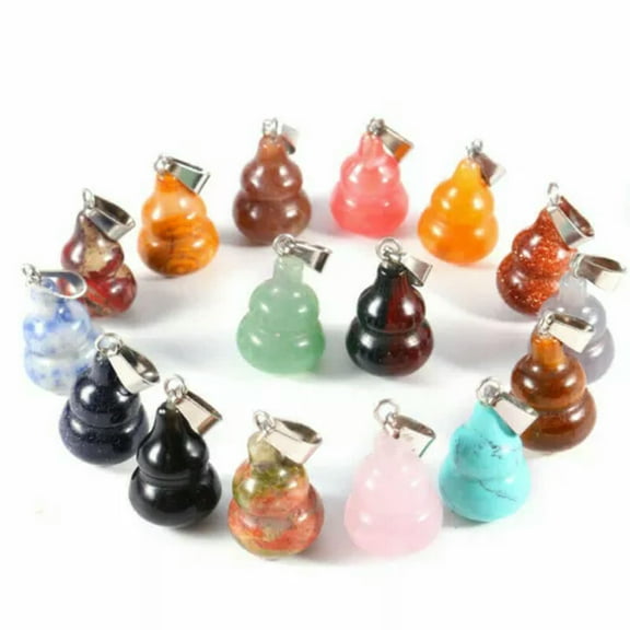 K-KED 50PCS Multiple Shape Healing Crystal Gemstone Natural Stone Pendant for Jewelry-13x18mm gourd