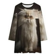 thumbnail image 2 of Cute White Cat Loose Dress Evening Dress Summer Dresses for Women Luxury Dress Long Sleeved Dress, 2 of 4