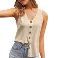 thumbnail image 2 of AherBiu Womens Cotton Linen Tank Tops Button down V Neck Sleeveless Shirts Blouse Summer Casual Tanks, 2 of 7