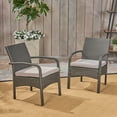 thumbnail image 3 of GDF Studio Kilburn Outdoor Wicker Club Chairs with Cushion, Set of 2, Gray and Light Gray, 3 of 6