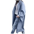 thumbnail image 2 of YDFCWXW Women's Oversized Notched Collar Wool Blend Single Midi Long Trench Coat Blue, 3XL, 2 of 6