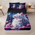 thumbnail image 2 of Manfei White Kitten Zipper Full Size Comforter Sets with Fitted Sheet and 2 Pillowcases, Dreamy Rose Galaxy Zipper Bedding Set, Navy Purple, Black Reversible, 4 Pieces, 2 of 7