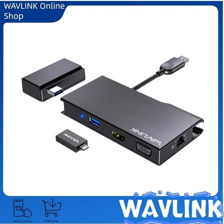 WAVLINK USB 3.0 Docking Station Dual Display HDMI | VGA with Gigabit Ethernet, USB 3.0 Port, Removable Card Reader, HDMI up to 2560x1440 and VGA 1920x1200 Support Windows and MacOS