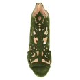 thumbnail image 3 of YDN Women Unique Peep Toe Chunky Mid High Heels Ankle Boots Cutout Design Back Zippers Booties Casual Dress Party Daily Shoes Size 11 Green, 3 of 3