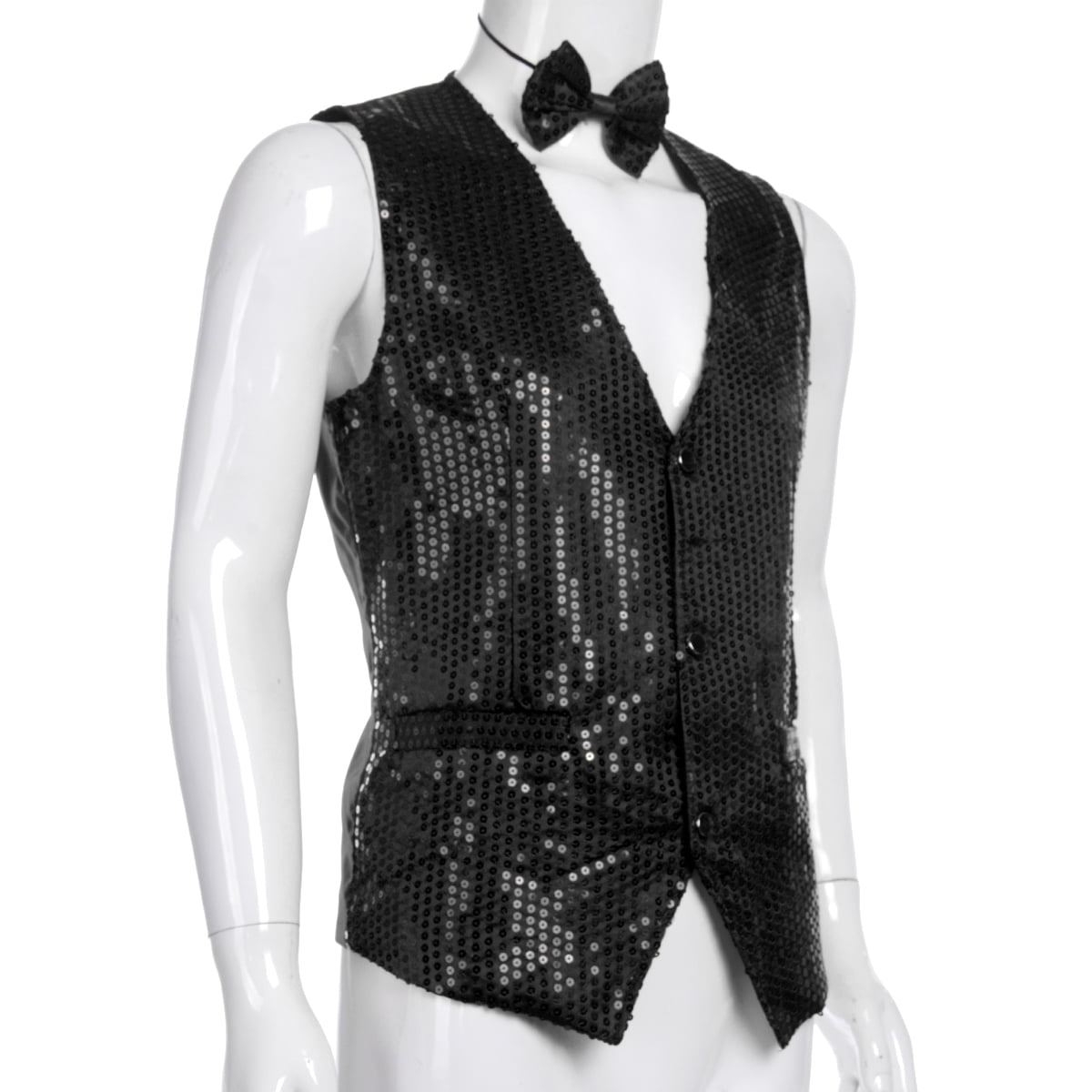 QILINXUAN Men's Slim Fit Sequins Vest 