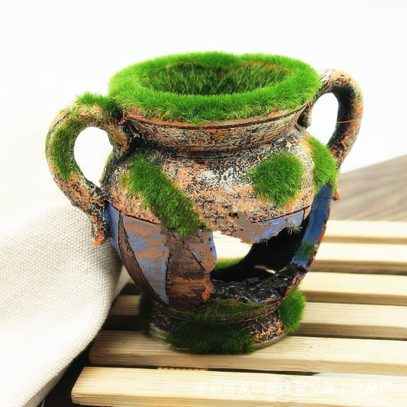 Mdesiwst Fish Tank Aquarium Landscaping Shrimp Hiding Cave Moss Vase Resin Ornament Decor