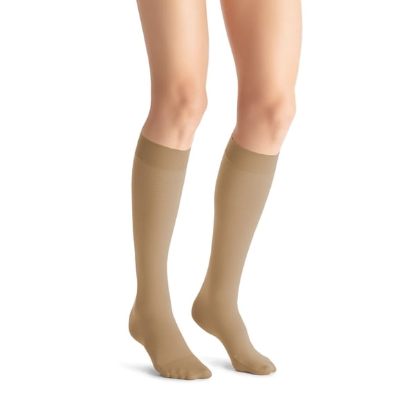 Jobst Opaque 30-40 Closed Toe Knee High Compression Stockings Natural Large Petite