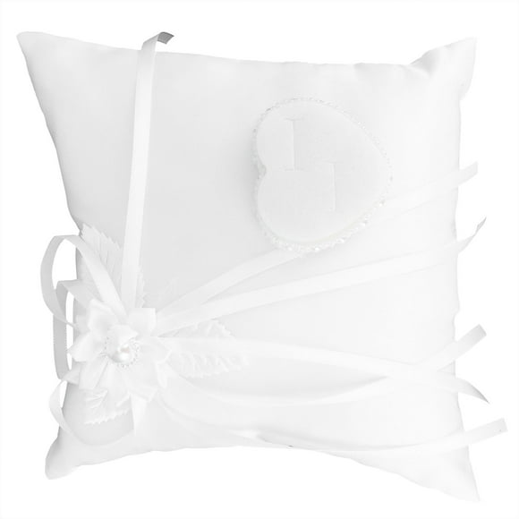 White Ring Pillow Camellia Heart Shape Ring Cushion Wedding Supplies for Party Wedding