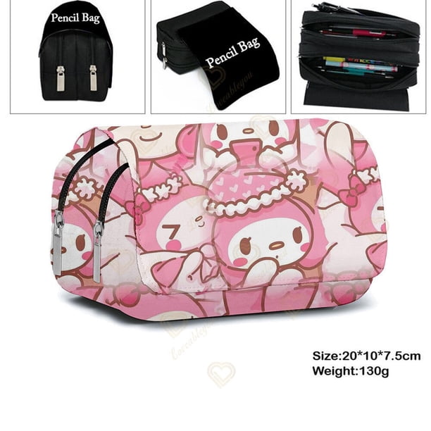 Estuche de lápices de la serie de dibujos animados de Anime Sanrio, Cinnamoroll Kuromi Mymelody, lindo estuche de papelería de gran capacidad a la moda, regalos