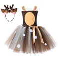 thumbnail image 2 of shqvo Girl Christmas Reindeer Costume Mesh Tulle Reindeer Princess Dress+Antler Headband Set Fancy Party Outfit Christmas Dresses for Girls, 2 of 6