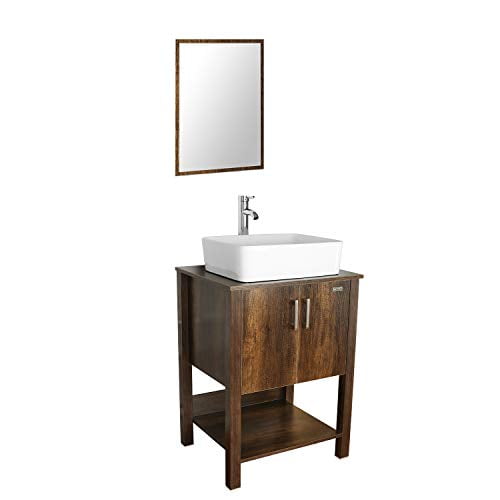Eclife 24 Bathroom Vanity Sink Combo Brown Cabinet White Ceramic Vessel 1 5 Gpm Water Save Faucet Solid Brass Pop Up Drain W Mirror T03 B12c Com Eclife 24 Bathroom Vanity Sink Combo, Eclife 24 Modern Bathroom Vanity Sink Combo