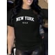 thumbnail image 1 of ' NeW YoRK uSa ' Letter-printed round-neck short-sleeved T-shirt, for women, teenagers, summer, casual T-shirt, 1 of 6