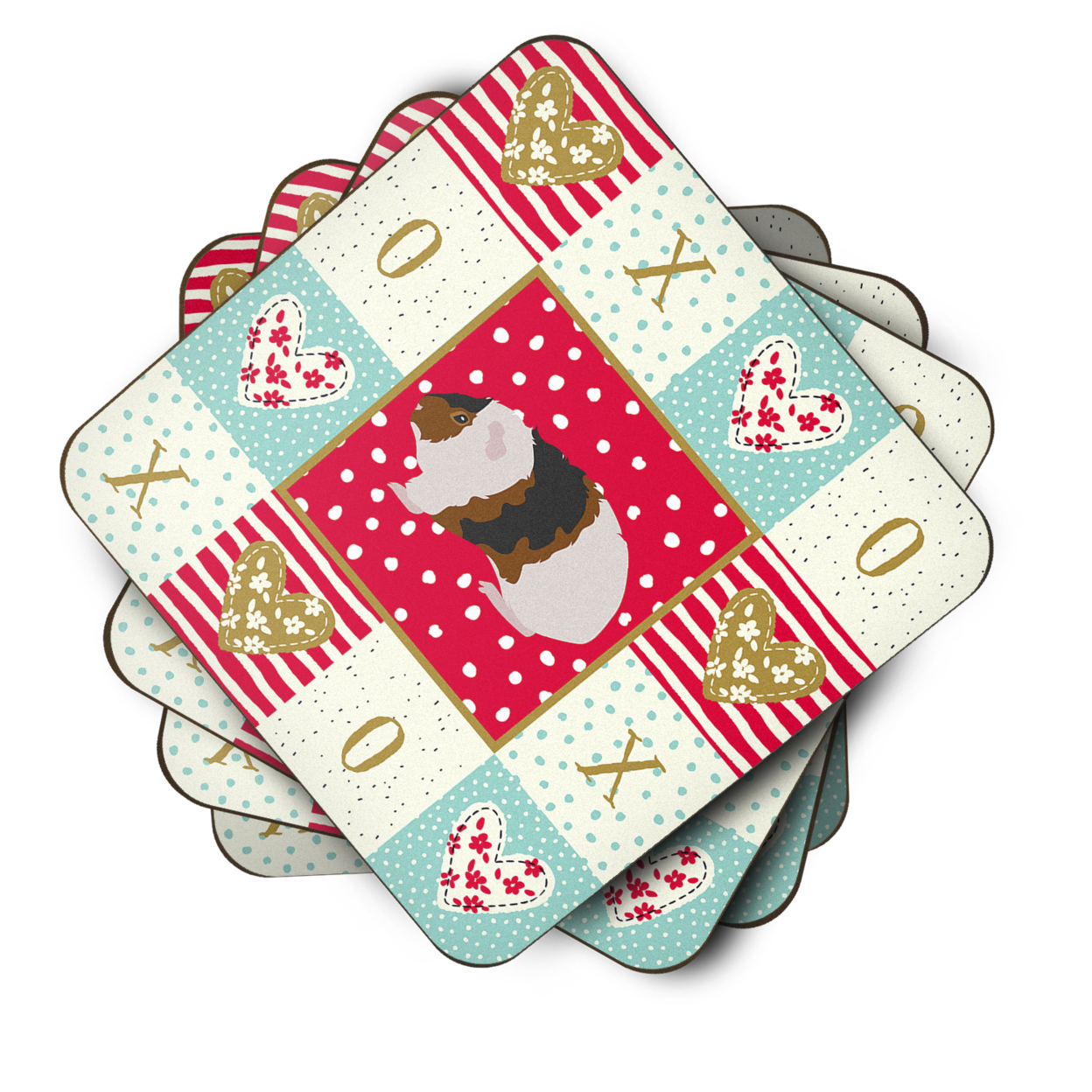 Teddy Guinea Pig Love Foam Coaster Set of 4