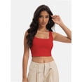 thumbnail image 4 of Women's Basic Square Neck Sleeveless Crop Tank Top - Fitted Casual Cami, 4 of 6