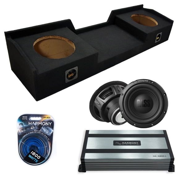 Harmony Audio Alpine fits 99-06 Chevy Silverado Ext Cab W10S4 Dual 10" Subwoofer 500W Sealed Sub Box | HA-A800.1 Amplifier, 4GA Amp Kit