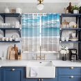 thumbnail image 2 of Ocean Beach Kitchen Curtains 63 Inch Length, Natural Blue Sea Waves Sky Cloudy Scenery Grommet Top Bedroom Living Room Curtains, Light Filtering Cafe Curtain Drapes 2 Panels Set 84''x63'', 2 of 9