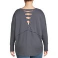 thumbnail image 3 of Terra & Sky Women's Plus Size Lattice Back Babydoll T-Shirt with Long Sleeves, 3 of 5