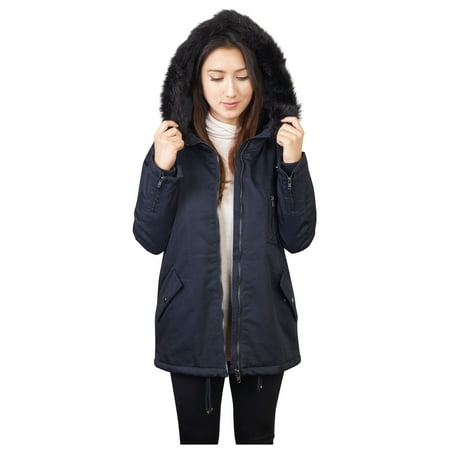 KOGMO Womens Thick Anorak Down Jacket Parka with Faux Fur