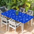 thumbnail image 2 of Christmas Snowflake Table Cloths for 4 Foot Rectangle Tables, Blue Xmas Winter Holiday Minimalist Patio Waterproof Elastic Fitted Tablecloths, Washable Rectangular Table Cover for Camping, 2 of 8