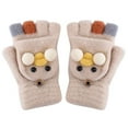 thumbnail image 2 of Hwmodou Warm Toddler Mittens Flip Kids Knitted Convertible Children Fingerless Gloves Top Winter Kids Gloves & Mittens, 2 of 3