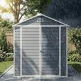 thumbnail image 6 of 8 X 6 Ft Outdoor Plastic Storage Shed with Floors, Resin Tool Shed with Lockable Door & Vents, Perfect for Yard, Garden, Gray, 6 of 10