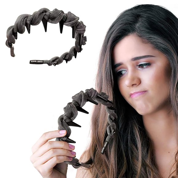 Vintage High Cranium Hairband, Elegant Braided Headbands for Women with Teeth Hoop, Bridal Hair Hoop Hairs Accessories, Wedding Party Home Headwear (2Pcs Gray, 1 Count (Pack of 1))