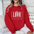 thumbnail image 4 of GA WEIHUA Reduced,Cute Love Sweatshirts Womens Valentine's Day Shirts Funny Letter Print Long Sleeve Crewneck Sweatshirt Oversized Fleece Pullover Tops(Red,XS), 4 of 8