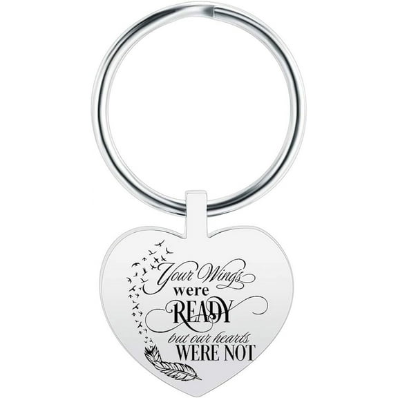 Heart Wings Cremation Urn Keychain Keepsake Stainless Steel Memorial Ashes Keyring Cremation Keychain for Ashes - Your Wings were Ready