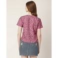thumbnail image 2 of Moomaya V-Neck Printed Tops For Women, Button Down Short Sleeve Crop Top Blouse, 2 of 8