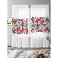 thumbnail image 3 of Blue Red 4th of July Sheer Curtains 108 Inch Length 2 Panels Set for Living Room/Bedroom, Independence Day Flowers Red Blue Curtain Sheers Drapes Rod Pocket Curtains Window Treatment Set 52''x108''x2, 3 of 7