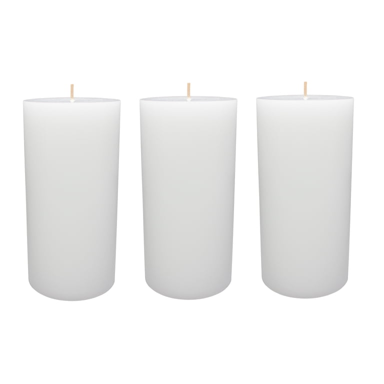 Mainstays Unscented Pillar Candles, 3-Pack, White photo 3