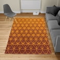 thumbnail image 2 of Abstract Turkish Area Rug, Retro Geometric Ombre Inspired Pattern Classic Curves Illustration, Soft Carpet for Living Room Decor with Distressed Look, 5.2' X 7.6', Dark Orange, by Ambesonne, 2 of 4