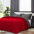 thumbnail image 3 of D.N.G. BEDDINGS 5 Piece Luxury Reversible Diamond Pattern Comforter Set Premium Super Soft, All Season 800 TC, 100% Egyptian Cotton Twin/Twin XL Size Dark Grey/Red Solid Color, 3 of 7