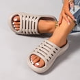 thumbnail image 4 of Dakaela Women's Cloud Slide Sandals with Arch Support Plantar Fasciitis Orthotic Open Toe Sport Slippers Comfortable Non Slip Indoor Outdoor Shoes Size 6 7 8 Khaki, 4 of 7