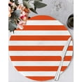 thumbnail image 2 of Round Placemats Set of 4 Orange and White Stripes Place Mats Washable Woven Placemat Striped Simple Style Circle Braided Table Mat for Kitchen Dining Table Party Home Decor 15 Inch, 2 of 8