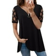 thumbnail image 2 of VBARHMQRT Ruffle Top Fashion Round Neck Short Sleeved Love Printed T Shirt Top Sexy Tops for Women Long Sleeve Boho Tops for Work, 2 of 5