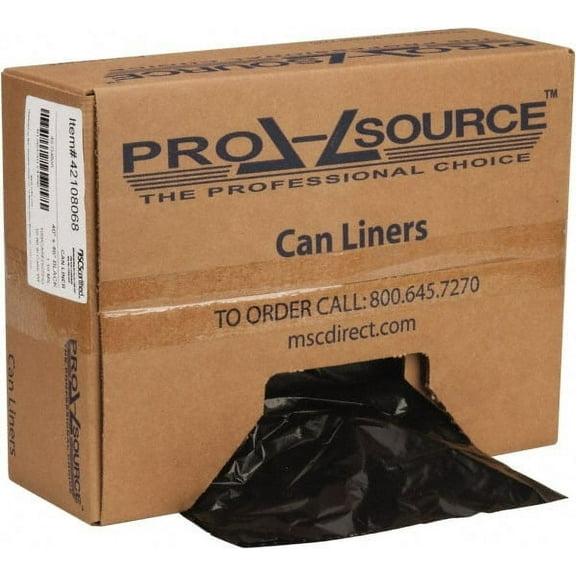 PRO-SOURCE 45 Gal 1.1 mil Heavy-Duty Trash Bag 40" Wide x 46" High, Hexene Resins, Roll Dispenser, Black