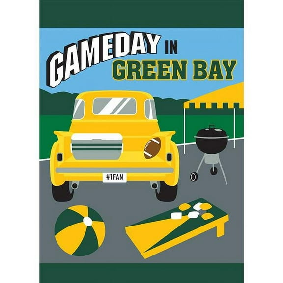 Magnolia Garden Flags 1465 13 x 18 in. Game Day in Green Bay Garden Flag - Green & Gold