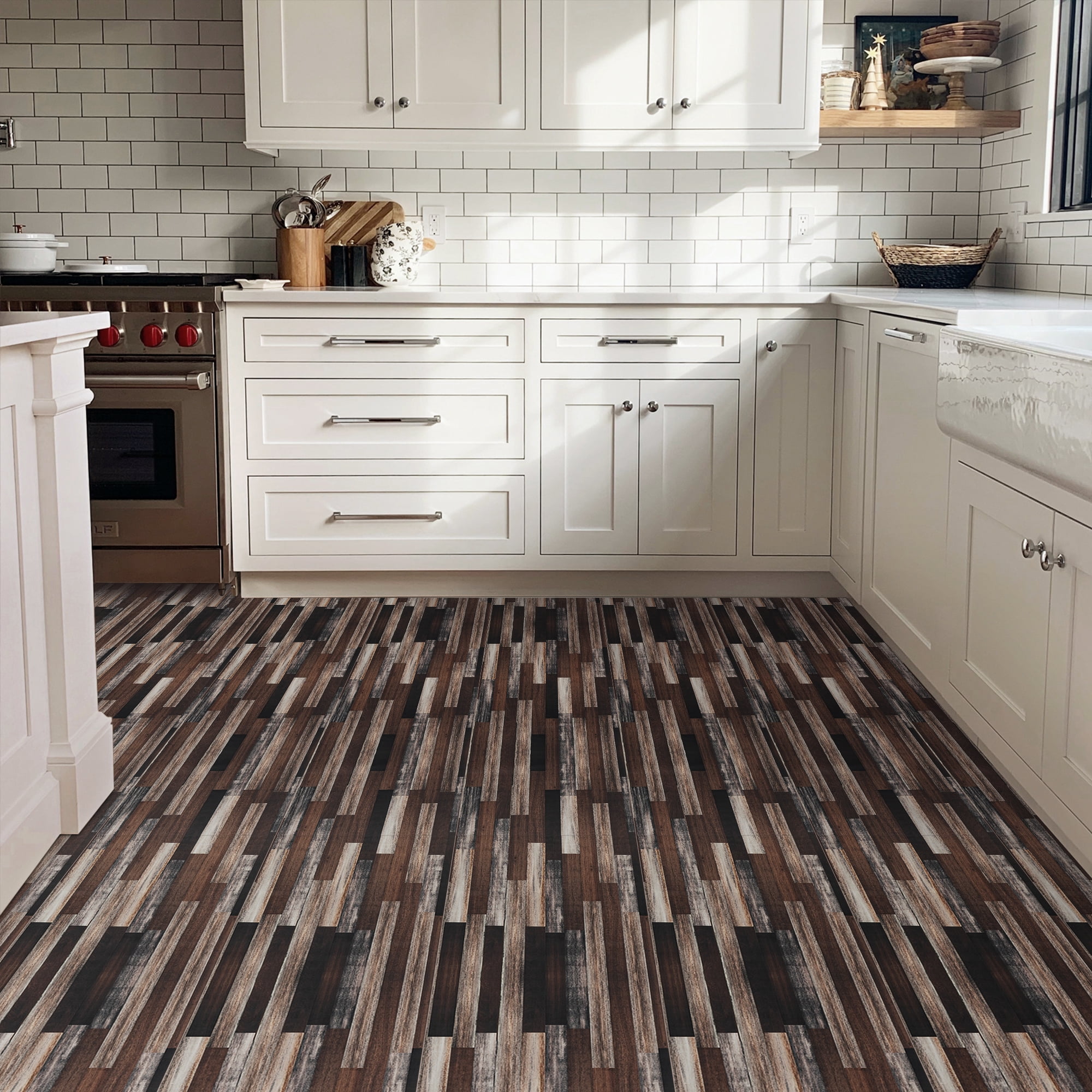 UMIGGEE 15.7-in x 236-in/ 25.7 Sq.Ft Wood Grain Peel and Stick Vinyl Flooring Roll, Thicken Self-Adhesive Vinyl Wood Grain Floor ,Versatile Design for Any Space Easy DIY Install Home Decor