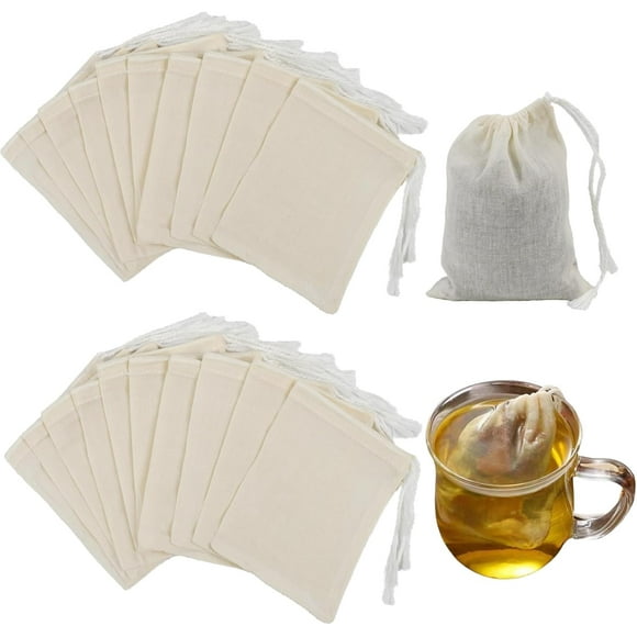 30Pcs Spice Bags for Cooking, 3x4 Muslin Cloth Bags Small Reusable Tea Bags for Loose Tea Cheesecloth Spice Cotton Bag with Drawstring for Straining,30Pcs 3*4 in