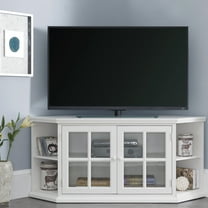 Leick Home 85387 Corner TV Stand with Bookshelf Storage For 60" TV's, Cottage White