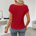 thumbnail image 4 of Qwertyu Women's Summer Short Sleeve Business Casual Tops 2026 Cowl Neck Knit Shirts Spring Work Dressy Blouses Red S, 4 of 6