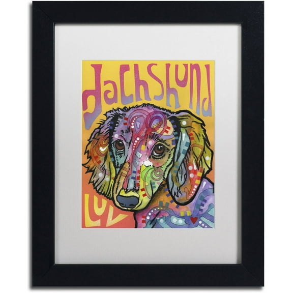 Trademark Fine Art 'Dachshund Love' Canvas Art by Dean Russo, White Matte, Black Frame