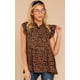 thumbnail image 5 of Blusa tipo túnica con cuello con volantes y mangas cortas con estampado floral informal para mujer, 5 of 8