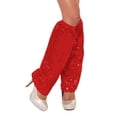thumbnail image 2 of MoJoGo Women's Sequins Leggings Mardi Gras Leg Cover Festival Holiday Decor Fashion Legging for Dance Party Red Free Size, 2 of 4