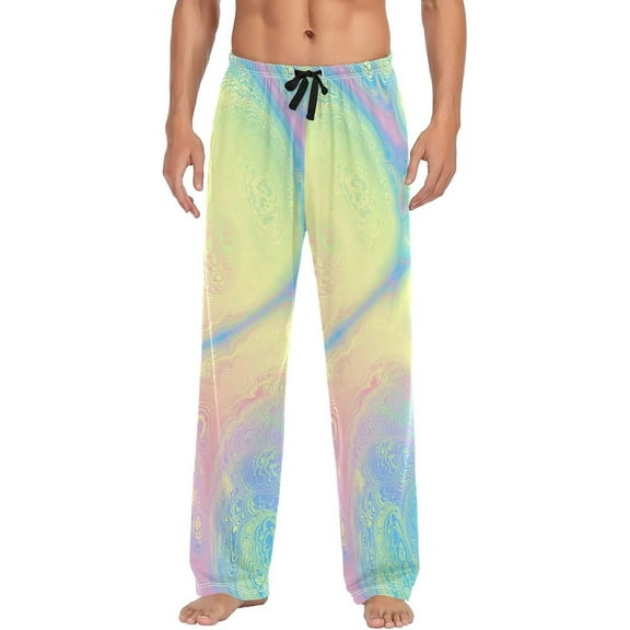 Bubbly Sparkly Rainbow Men's Pajama Pants, Soft and Comfortable Lounge Sleep Bottoms with Pockets, Men's Sleepwear with Custom Print, X-Large